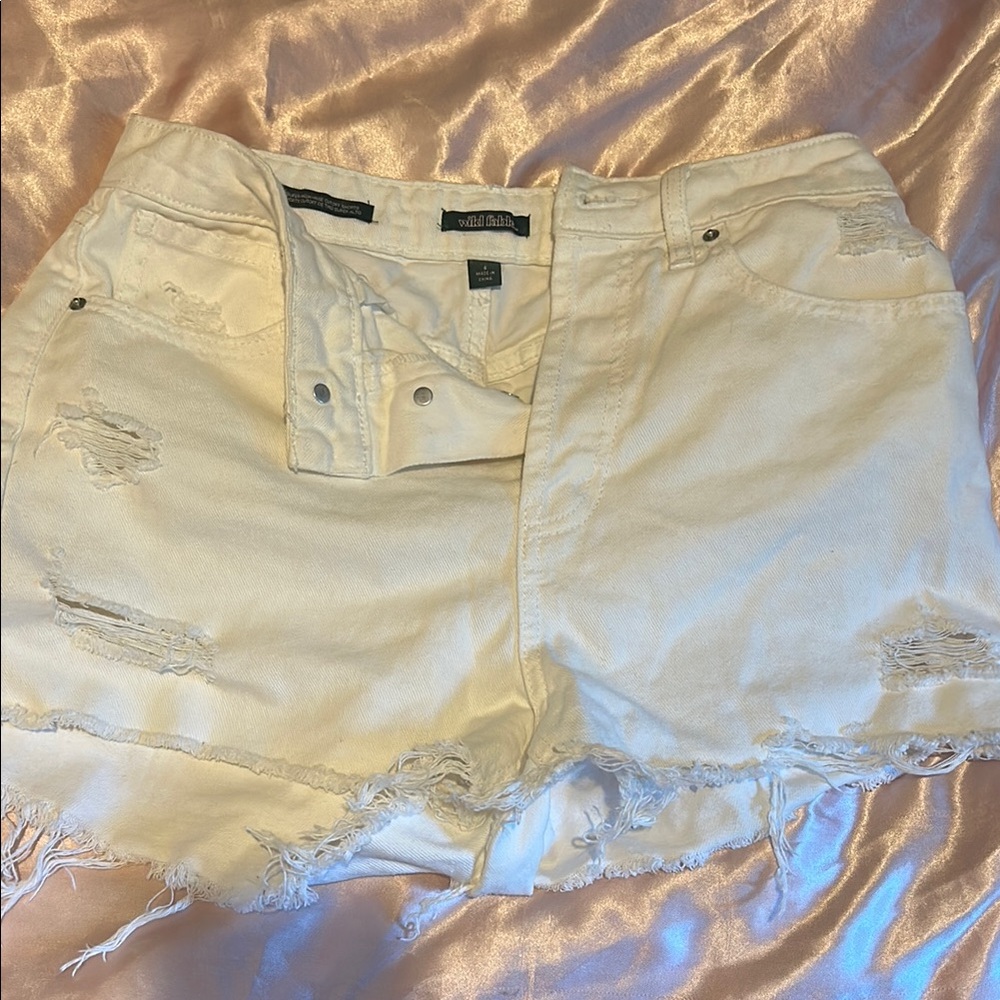 Wild Fable Cream Distressed Jean Shorts